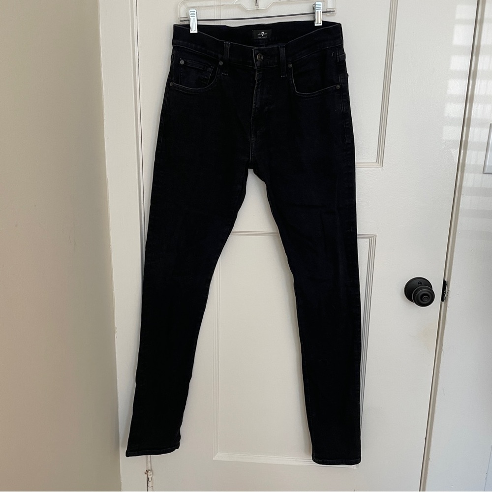 7 FOR ALL MANKIND Black Skinny Jeans, Sz 33